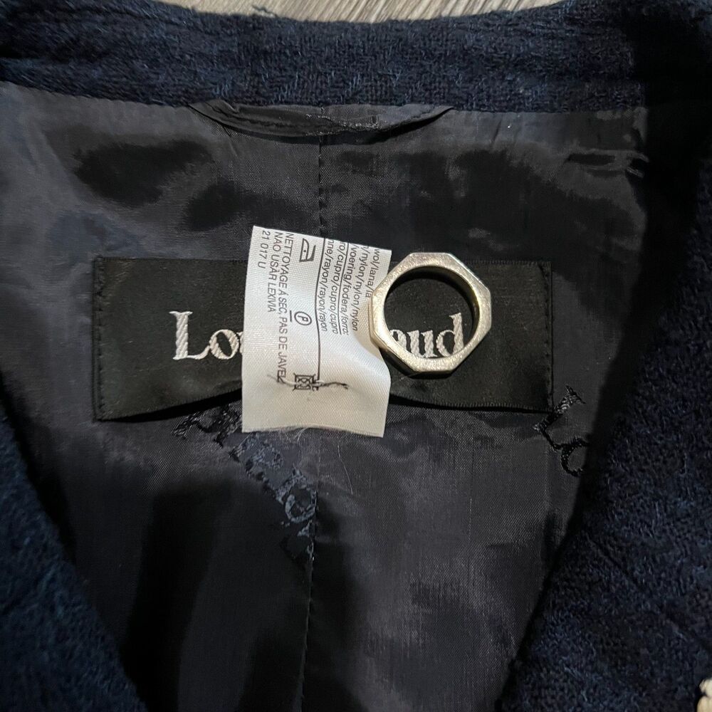 Louis Feraud Women’s Wool Blend Blazer Jacket Navy Gold Button Trim Size 44 US14 - Picture 10 of 12